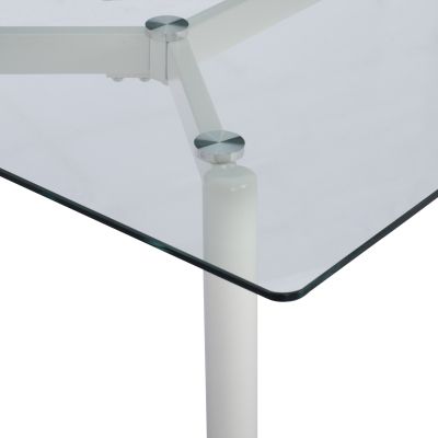 DINING TABLE WHITE METAL LEGS -GLASS HM8498.03 120X70X75H