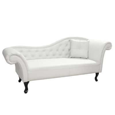 RECLINER COUCH (RIGHT)CHESTERFIELD-STYLE NIOVI HM3008.02 PU IN WHITE-BLACK WOODEN LEGS 190x61x84Hcm.