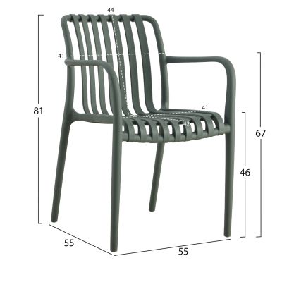 КРЕСЛО ПОЛИПРОПИЛЕНОВ TIPPY HM5940.07 ТЪМНА МАСЛИНА 55x55x81Hсм.