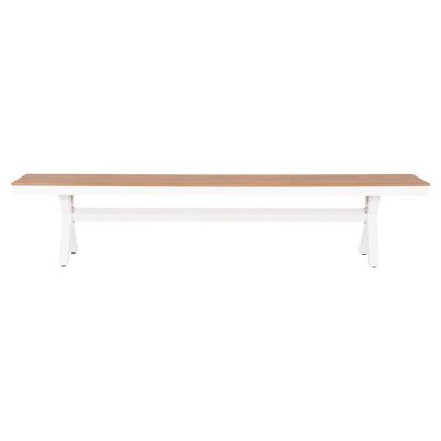 ALUMINUM BENCH TAWNEE HM6040.02 WHITE WITH POLYWOOD SEAT IN NATURAL WOOD COLOR 220x36x44,5Hcm.