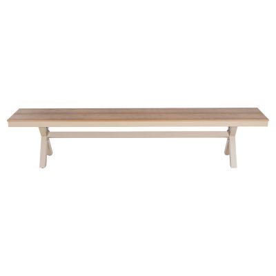 ALUMINUM BENCH TAWNEE HM6040.04 CHAMPAGNE COLOR- POLYWOOD SEAT IN NATURAL WOOD COLOR 220x36x44,5Hcm.