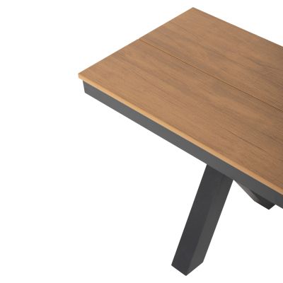 ALUMINUM BENCH TAWNEE HM6040.01 ANTHRACITE- POLYWOOD SEAT IN NATURAL WOOD COLOR 220x36x44,5Hcm.