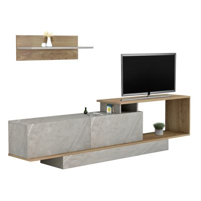 TV FURNITURE SET GARCELLE HM8904.14 MELAMINE IN NATURAL-STONE TEXTURE 180x29,6x45Hcm.