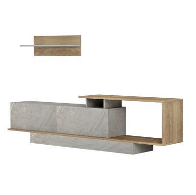 TV FURNITURE SET GARCELLE HM8904.14 MELAMINE IN NATURAL-STONE TEXTURE 180x29,6x45Hcm.