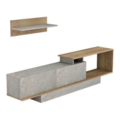 TV FURNITURE SET GARCELLE HM8904.14 MELAMINE IN NATURAL-STONE TEXTURE 180x29,6x45Hcm.