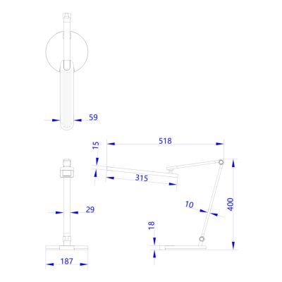 DESK LAMP LED BLAIN PRO HM4454.02 ABS BASE IN BLACK-GREY ALUMINUM ARMS 51,8x40Hcm.