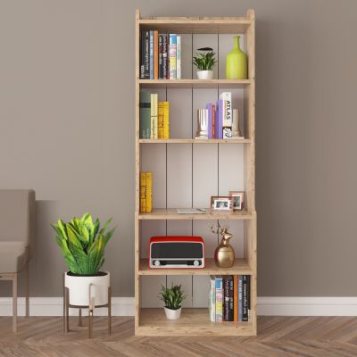 BOOKCASE NEAT HM18194.04 MELAMINE IN ANTURAL WOOD COLOR 60x30x180Hcm.