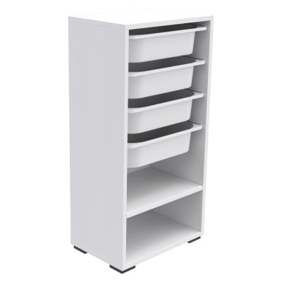 CHEST OF DRAWERS SANI HM18217.01 MELAMINE IN WHITE-4 WHITE DRAWERS-SHELF 45x30x90Hcm.