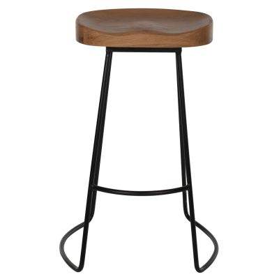 BAR-STOOL TOON WOOD-METAL IN NATURAL-BLACK 45X36X71Hcm.HM9333.01