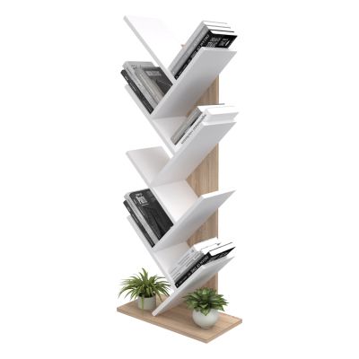 BOOKCASE LIANA HM18193.03 MELAMINE IN SONAMA-WHITE 53x27x138Hcm.