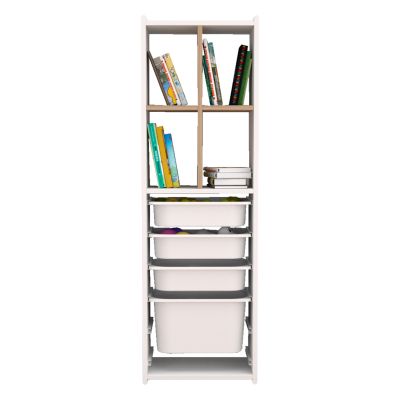 CHEST OF DRAWERS WITH SHELVES SANI HM18210.01 MELAMINE IN WHITE&SONAMA-4 P.E. DRAWERS 45x30x144Hcm.