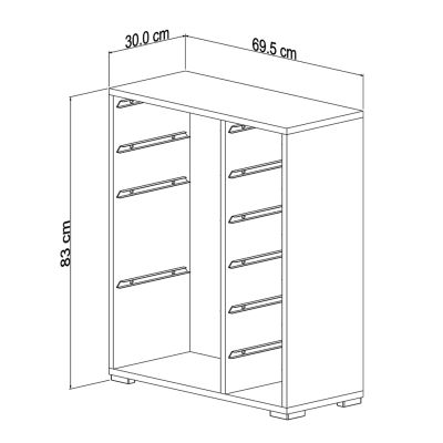 СКИД SANI HM18212.01 МЕЛАМИН В БЯЛО-10 БЯЛО P.E. ЧЕКМЕДЖЕТА 69,5x30x83Hcm.