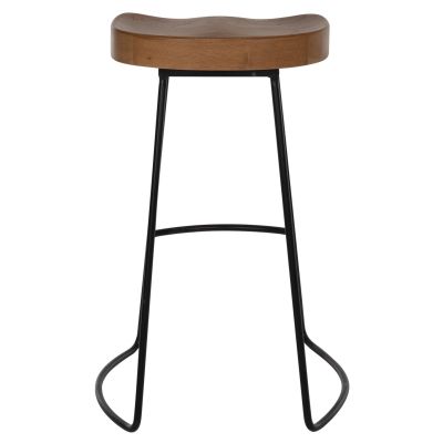 BAR-STOOL TOON WOOD-METAL IN NATURAL-BLACK 45X36X71Hcm.HM9333.01