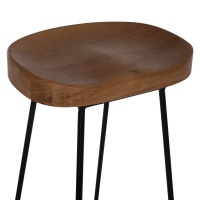 BAR-STOOL TOON WOOD-METAL IN NATURAL-BLACK 45X36X71Hcm.HM9333.01