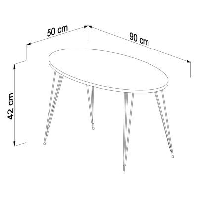 COFFEE TABLE GRANIT HM18177.02 MELAMINE IN BLACK MARBLE LOOK-BLACK METAL LEGS 90x50x42Hcm.