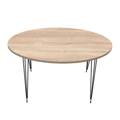 COFFEE TABLE GRANIT HM18177.03 MELAMINE IN SONAMA COLOR-BLACK METAL LEGS 90x50x42Hcm.