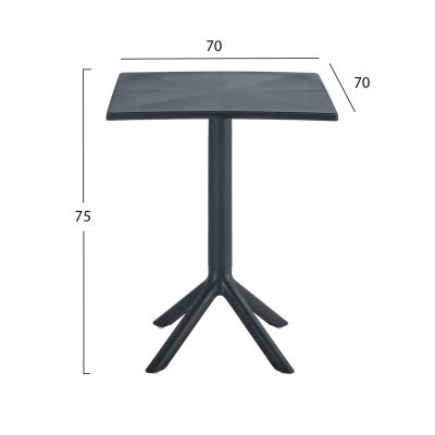 КВАДРАТНА ПОЛИПРОПИЛЕНОВА МАСА TERRIN HM6125.12 ЧЕРНА 70x70x75Hcm.