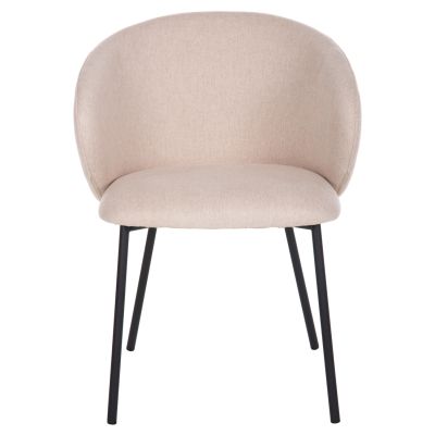 DINING CHAIR ISIAH HM9615.03 BEIGE FABRIC-BLACK METAL LEGS 56x56x76Hcm.