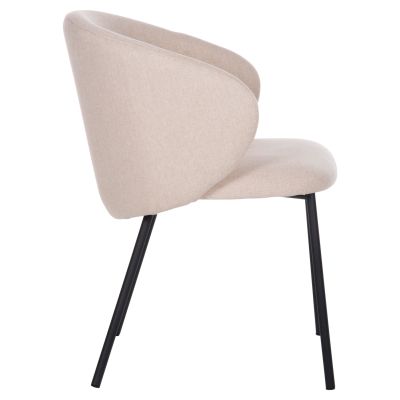 DINING CHAIR ISIAH HM9615.03 BEIGE FABRIC-BLACK METAL LEGS 56x56x76Hcm.