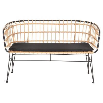 OUTDOOR SOFA(BENCH) 2-SEATER ALLEGRA HM5692.11 P.E.RATTAN IN BEIGE-BLACK METAL FRAME 125x60x77Hcm.