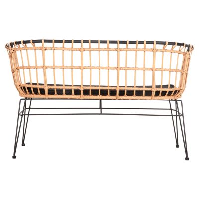 OUTDOOR SOFA(BENCH) 2-SEATER ALLEGRA HM5692.11 P.E.RATTAN IN BEIGE-BLACK METAL FRAME 125x60x77Hcm.