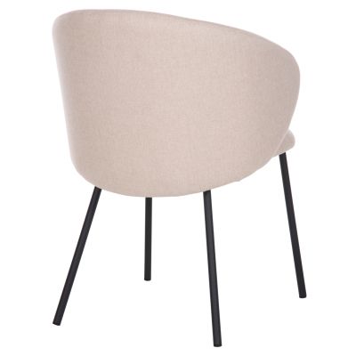 DINING CHAIR ISIAH HM9615.03 BEIGE FABRIC-BLACK METAL LEGS 56x56x76Hcm.