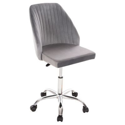 OFFICE CHAIR HOLLIS HM9008.01 GREY VELVET-METAL BASE 58x58x85Hcm.