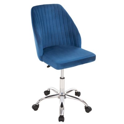 OFFICE CHAIR HOLLIS HM9008.03 BLUE VELVET-METAL BASE 58x58x85Hcm.