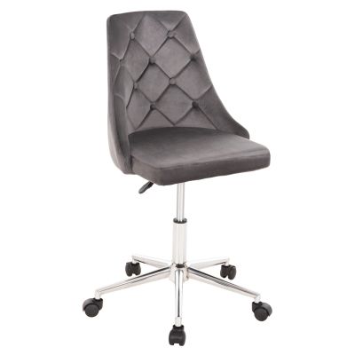 OFFICE CHAIR HORACE HM9010.01 GREY VELVET-METAL CHROMED BASE 66x66x88-102Hcm.