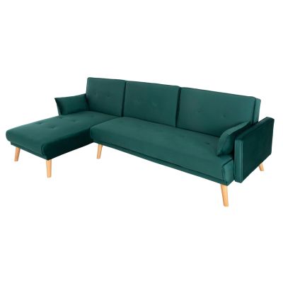 CORNER SOFA-BED REVERSIBLE PANTHEA HM3127.13 CYPRESS GREEN VELVET 260x155x86Hcm.