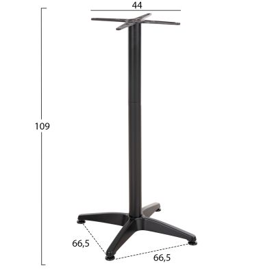 BAR TABLE BASE HM450.03 ALUMINUM IN BLACK 4-PRONGED WITH 44x44cm. CROSS