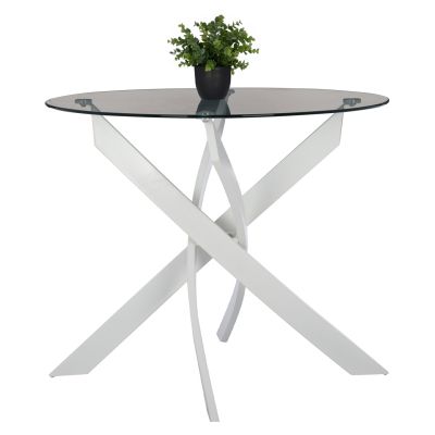 DINING TABLE ROUND JAFARU HM8499.13 WHITE METAL LEGS Φ90x75Hcm.