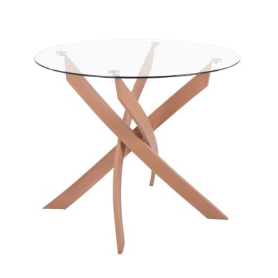 DINING TABLE ROUND JAFARU HM8499.12 METAL LEGS IN NATURAL WOOD COLOR Φ90x75Hcm.