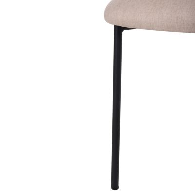 DINING CHAIR ISIAH HM9615.03 BEIGE FABRIC-BLACK METAL LEGS 56x56x76Hcm.