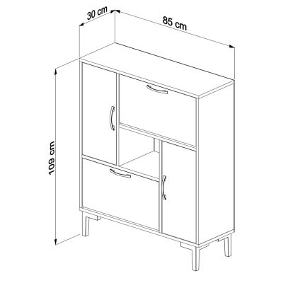 SHOE CABINET MEDY HM18187.01 MELAMINE IN ANTHRACITE & SONAMA-BLACK LEGS 85x30x108.5Hcm.