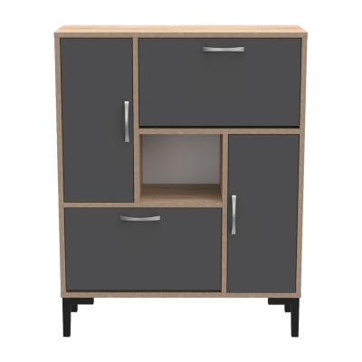 SHOE CABINET MEDY HM18187.01 MELAMINE IN ANTHRACITE & SONAMA-BLACK LEGS 85x30x108.5Hcm.