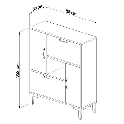 SHOE CABINET MEDY HM18187.03 MELAMINE IN WHITE-WHITE LEGS 86,5x30x109Hcm.