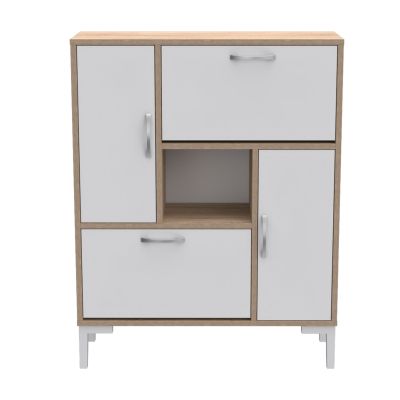 SHOE CABINET MEDY HM18187.04 MELAMINE IN WHITE & SONAMA-WHITE LEGS 86,5x30x109Hcm.