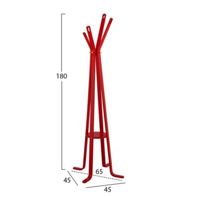 Hat/Coat Stand Wooden with 4 legs HM0120.07 Funky Red 45x45x180cm