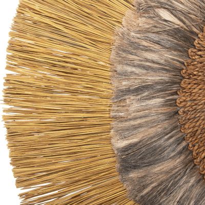 WALL MIRROR ROUND MENDONG GRASS AND ABACA FIBERS IN GOLD AND BLACK WASH Φ105Hcm.HM7796