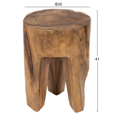 3-LEG STOOL SOLID TEAK NATURAL COLOR Φ30x40Hcm.HM9349