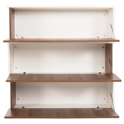 SHOE RACK 3 LEVELS MIRABELL HM8938.11 MELAMINE IN WALNUT-WHITE 90Χ30Χ93Hcm.