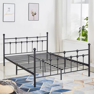 JACINDA Metallic Bed 150x200cm, Black Color HM575.01