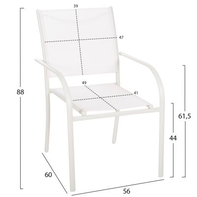 ВЪНШНО КРЕСЛО REDAN HM5976.02 БЯЛ МЕТАЛ-БЯЛ ТЕКСТИЛЕН 56x60x88Hcm.