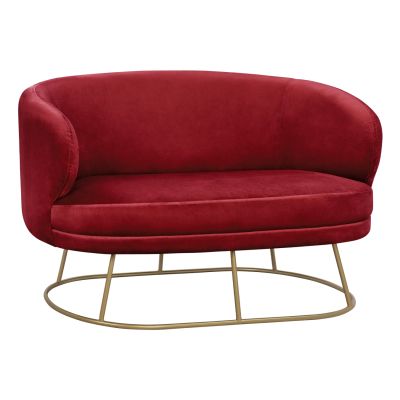 Velvet sofa 2 seater Arien HM8492.06 in red color with gold base 125x80x84 cm