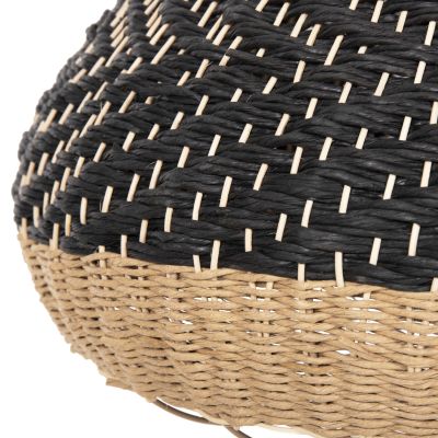 CEILING PENDANT LAMP HM4354 NATURAL RATTAN-PAPER ROPE-NATURAL&BLACK COLOR Φ54x42-145Hcm.