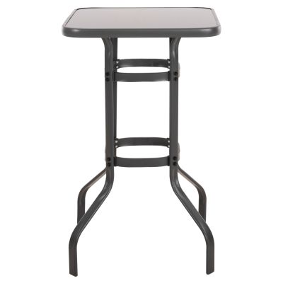 BAR TABLE SQUARE FIGGY HM6066.01 METALLIC GREY-TEMPERED GLASS 60x60x100Hcm.