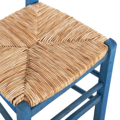 TRADITIONAL CHAIR WITH STRAW MAT SEAT FB910369.05 BBECH WOOD WITH IMPREGNATION-BLUE 40x42x87H