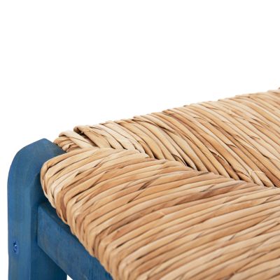 TRADITIONAL CHAIR WITH STRAW MAT SEAT FB910369.05 BBECH WOOD WITH IMPREGNATION-BLUE 40x42x87H