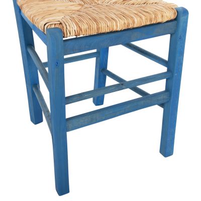 TRADITIONAL CHAIR WITH STRAW MAT SEAT FB910369.05 BBECH WOOD WITH IMPREGNATION-BLUE 40x42x87H